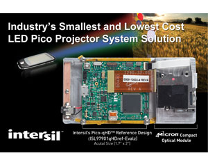 Intersil推出業(yè)內(nèi)尺寸最小、成本最低的LED Pico投影儀系統(tǒng)解決方案
