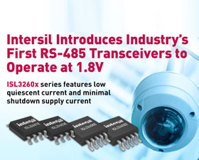 Intersil推出業(yè)內(nèi)首款1.8V RS-485收發(fā)器